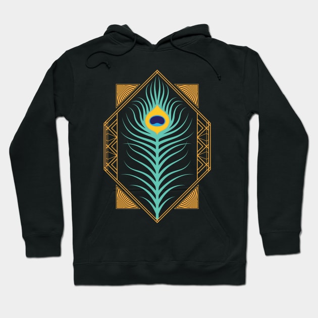 Deco Peacock Feather Hoodie by turnonred